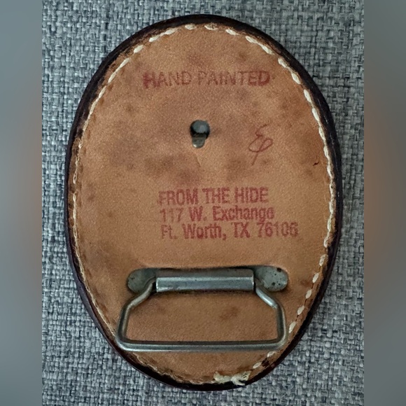 Vintage unisex Texas leather belt buckle - Picture 3 of 6